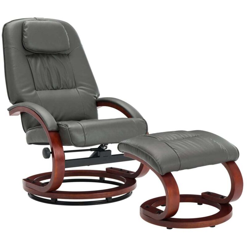

Sillón Reclinable con Reposapiés Cuero Sintético Gris - Gris - Vidaxl