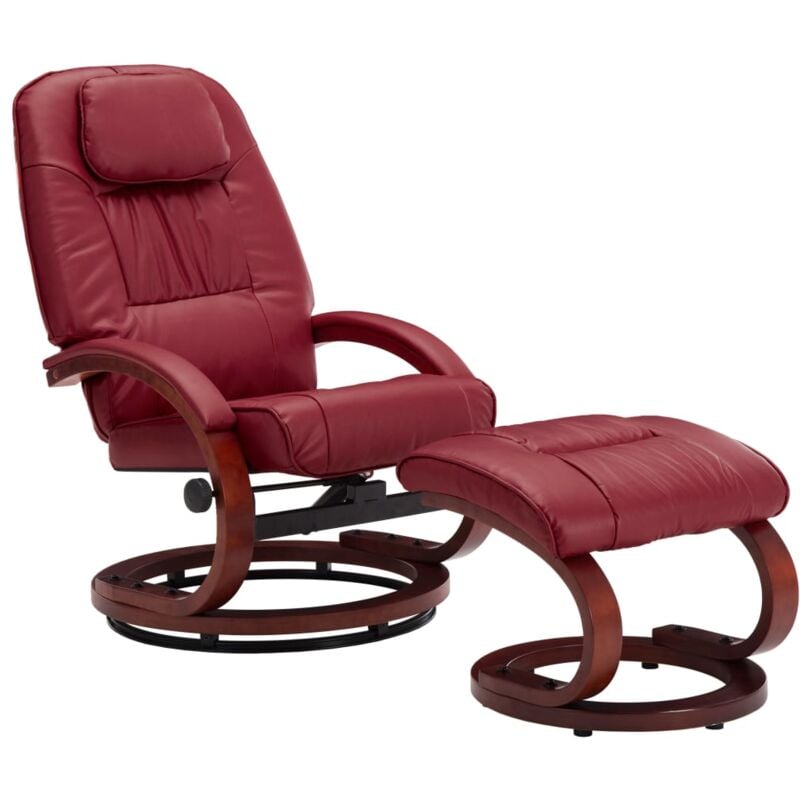 

Sillón Reclinable con Reposapiés Cuero Sintético Vino Tinto - Rojo - Vidaxl