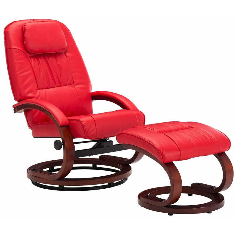 

Sillón Reclinable con Reposapiés Cuero Sintético Rojo - Rojo - Vidaxl