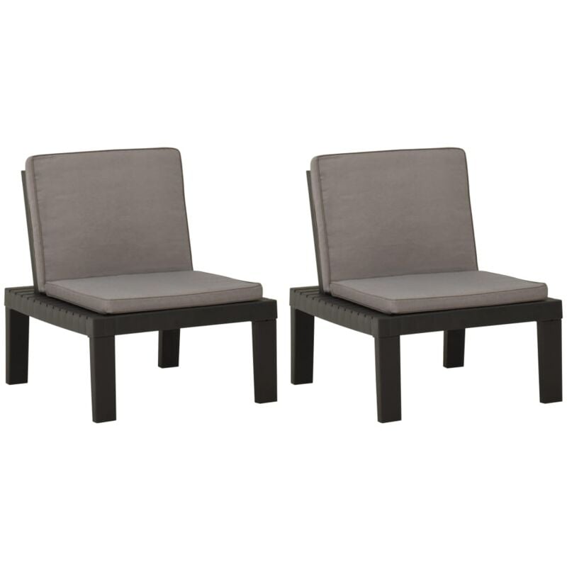 

vidaXL Sillones de jardín con cojines 2 unidades plástico gris - Gris