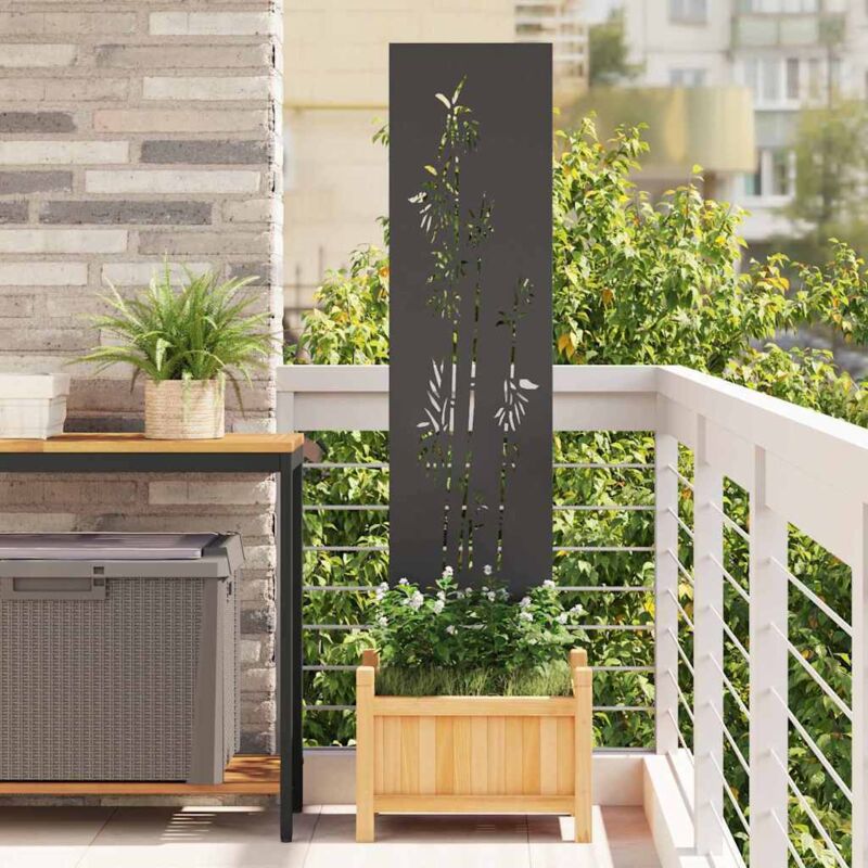 Garden Privacy Screen Black 32 X 140 Cm Cold-rolled Steel Vidaxl