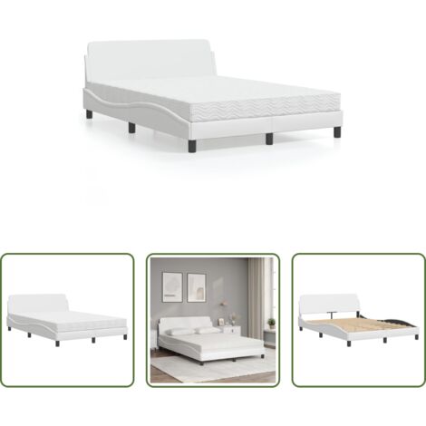 vidaXL Similpelle - Letto con Materasso Dover Bianco 120x200 cm in Similpelle