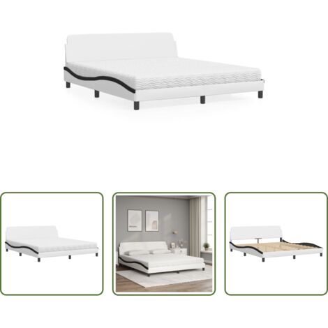 vidaXL Similpelle -  Letto con Materasso Dover Bianco e Nero 180x200cm Similpelle