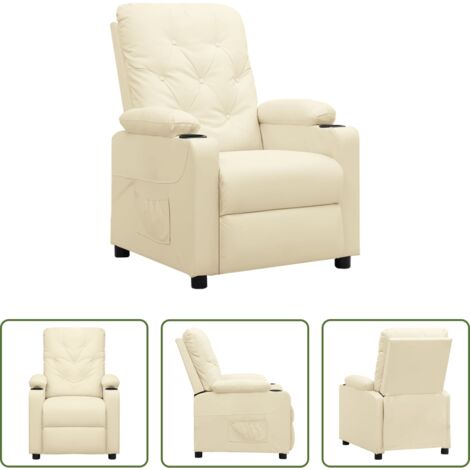 vidaXL Similpelle -  Poltrona Reclinabile Crema in Similpelle