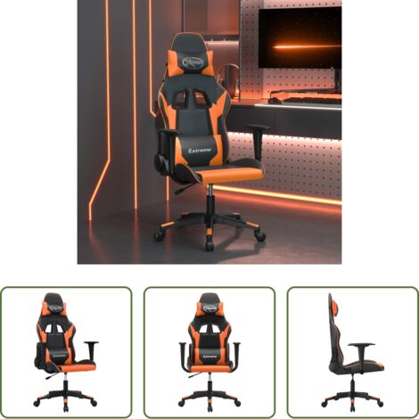 vidaXL Similpelle -  Sedia da Gaming Massaggiante Nero e Arancione in Similpelle