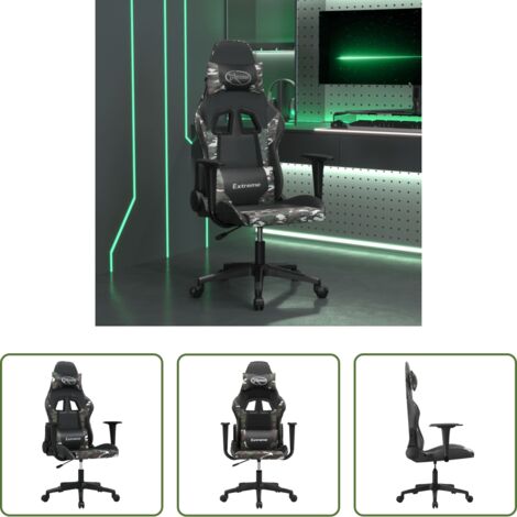 vidaXL Similpelle -  Sedia da Gaming Massaggiante Nero e Mimetico in Similpelle