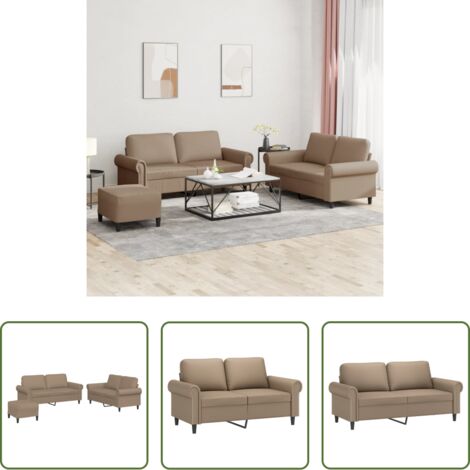 vidaXL Similpelle -  Set di Divani 3 pz con Cuscini cappuccino in Similpelle