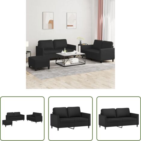 vidaXL Similpelle -  Set di Divani 3 pz con Cuscini Nero in Similpelle