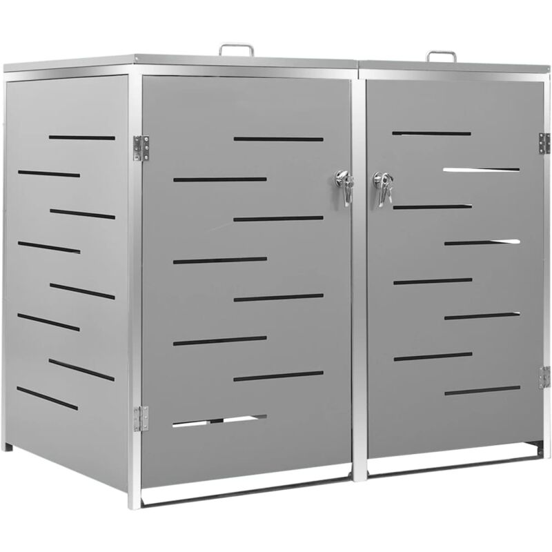 Vidaxl - Double Wheelie Bin Shed 138x77.5x112.5 Cm Stainless Steel
