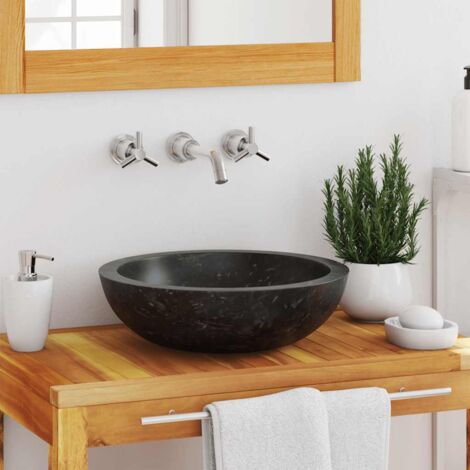 vidaXL Sink 40x12 cm Marble Black