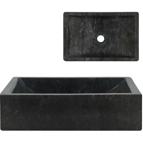main image of "vidaXL Sink 45x30x12 cm Marble Black - Black"