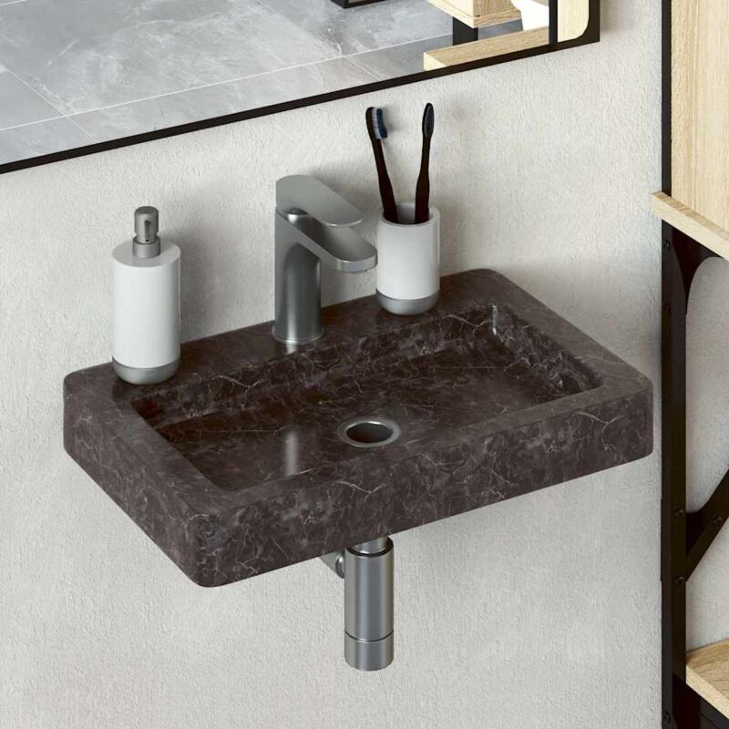 Sink Black 38x24x6.5 Cm Marble Vidaxl