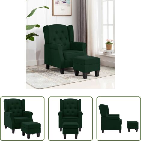 vidaXL Sitzplatz -  Sessel mit Fußhocker Dunkelgrün Stoff