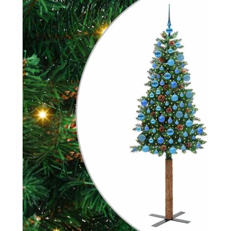 vidaXL  Slim Christmas Tree  Green 180 cm PVC and Solid Pine wood