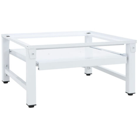 vidaXL Socle pour machine à laver avec étagère coulissante Blanc