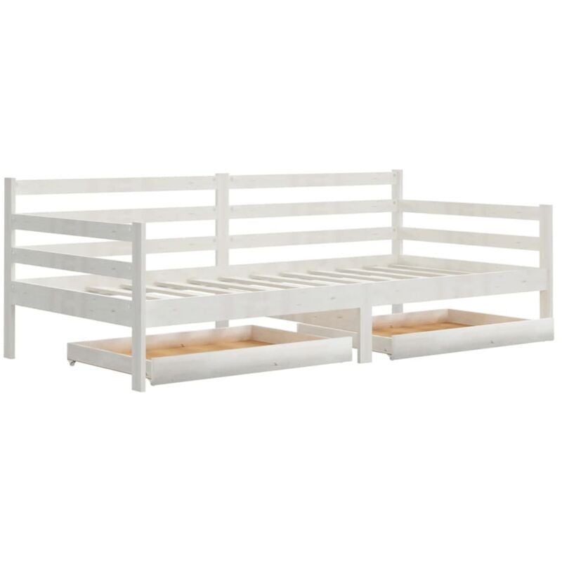 

Sofá cama con cajones madera de pino maciza blanco 90x200 cm - Blanco - Vidaxl