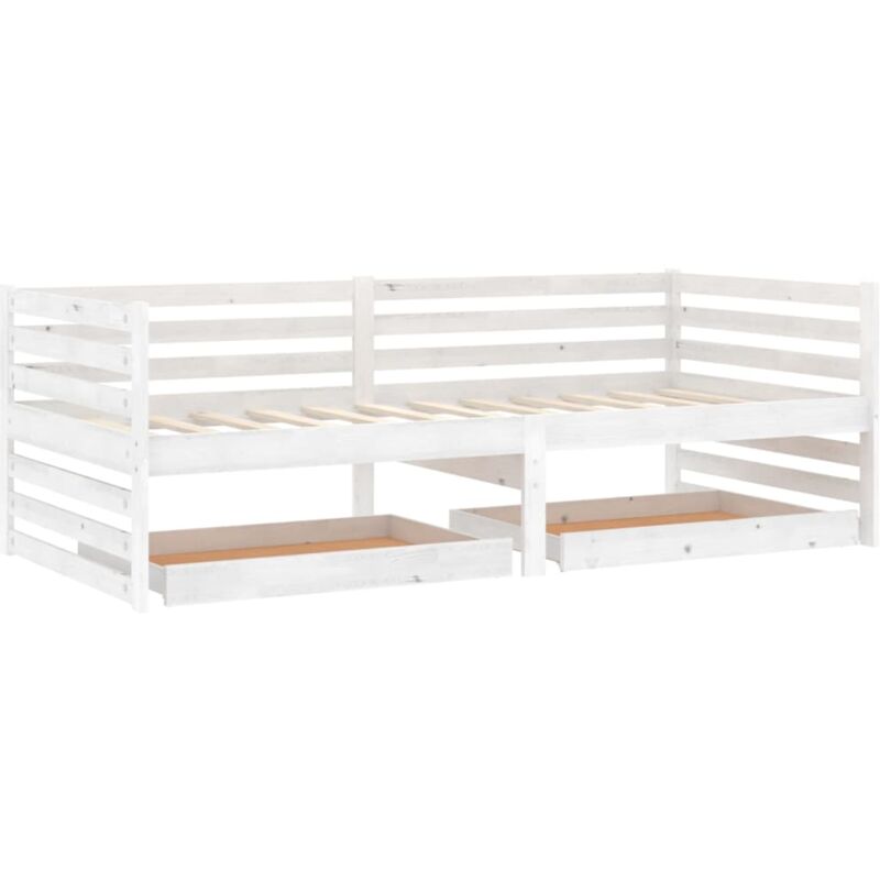 

Sofá cama con cajones madera de pino maciza blanco 90x200 cm - Blanco - Vidaxl