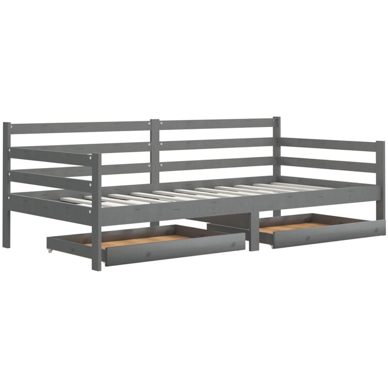 

Sofá cama con cajones madera de pino maciza gris 90x200 cm - Gris - Vidaxl