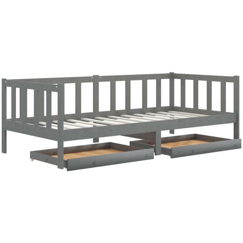 

Sofá cama con cajones madera de pino maciza gris 90x200 cm - Gris - Vidaxl