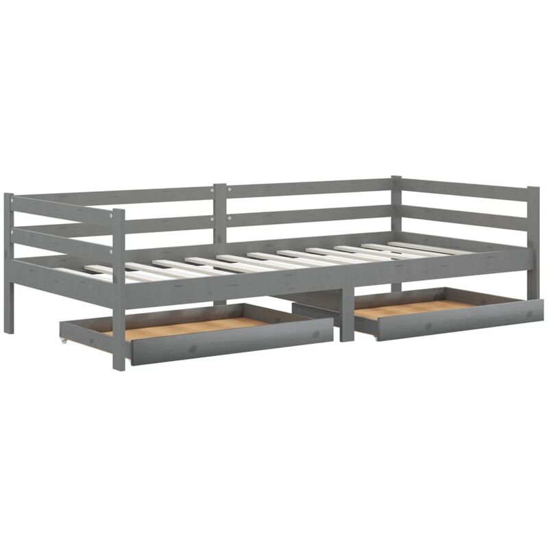

Sofá cama con cajones madera de pino maciza gris 90x200 cm - Gris - Vidaxl