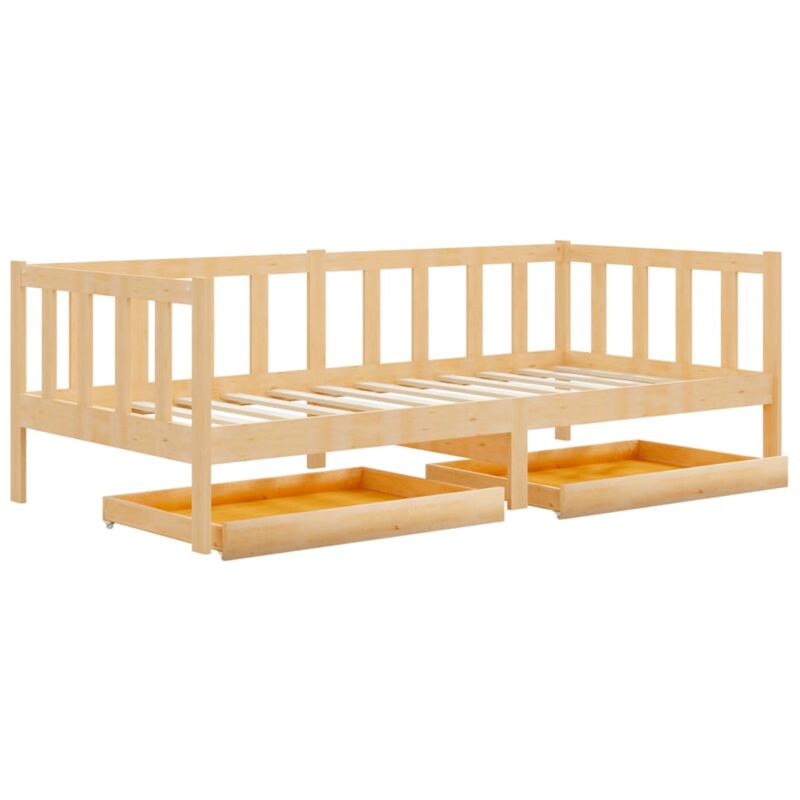 

Sofá cama con cajones madera maciza de pino 90x200 cm - Marrón - Vidaxl