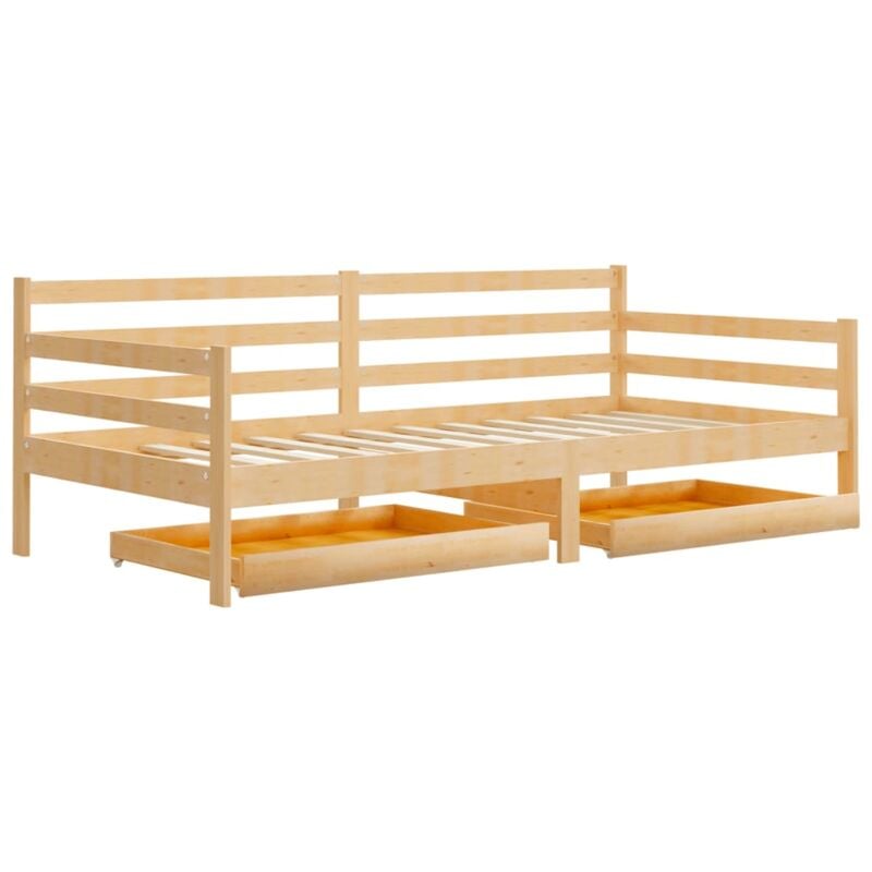 

Sofá cama con cajones madera maciza de pino 90x200 cm - Marrón - Vidaxl