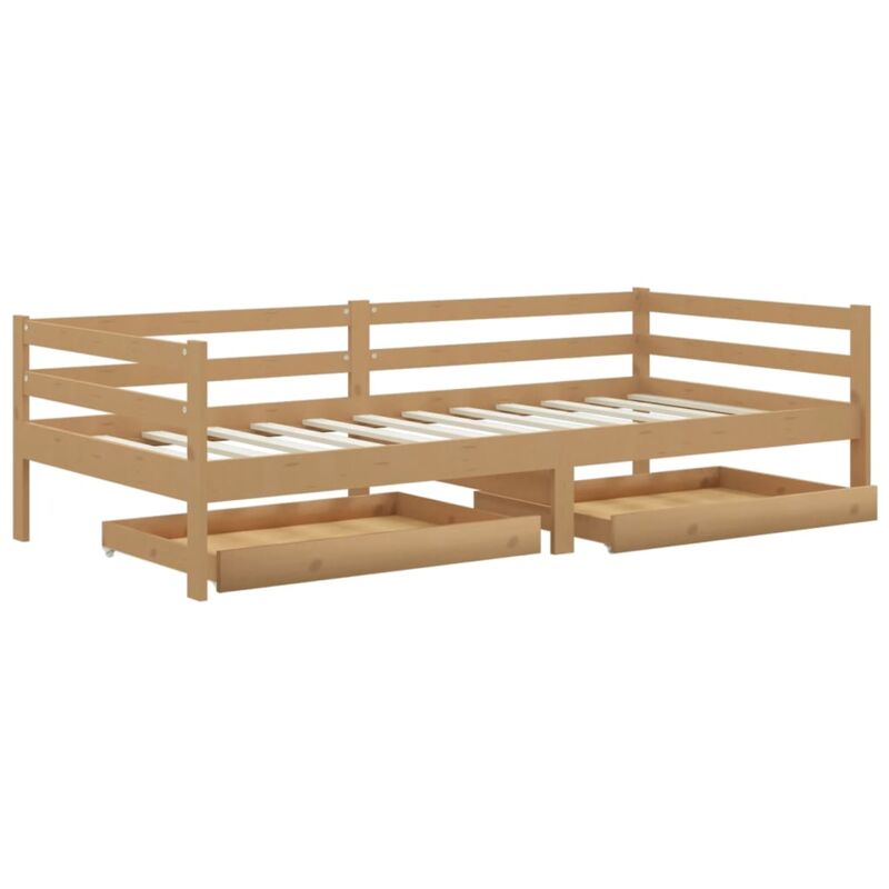 

Sofá cama con cajones madera pino maciza marrón miel 90x200 cm - Marrón - Vidaxl