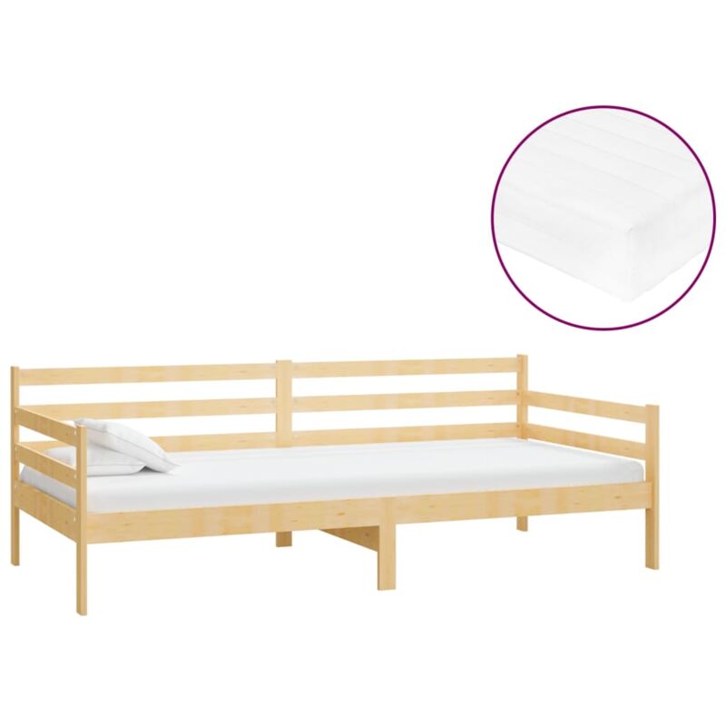 

Sofá cama con colchón madera de pino maciza 90x200 cm - Marrón - Vidaxl