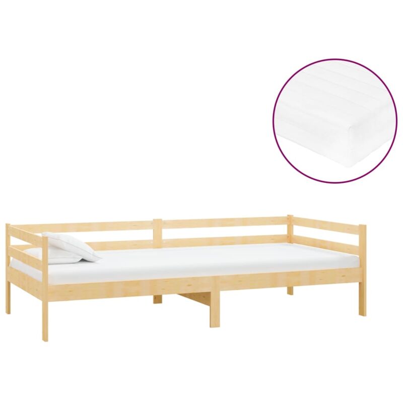 

Sofá cama con colchón madera de pino maciza 90x200 cm - Marrón - Vidaxl