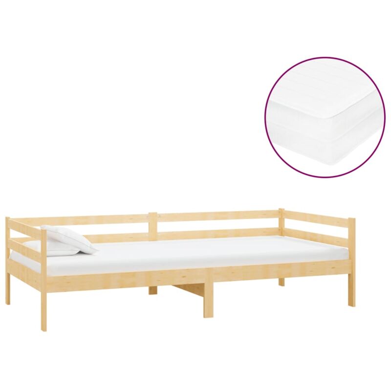 

vidaXL Sofá cama con colchón madera de pino maciza 90x200 cm - Marrón
