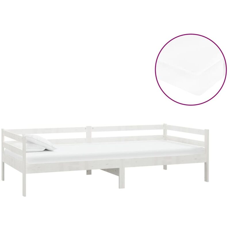 

Sofá cama con colchón madera de pino maciza blanco 90x200 cm - Blanco - Vidaxl