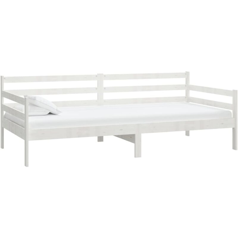 

vidaXL Sofá cama con colchón madera de pino maciza blanco 90x200 cm - Blanco
