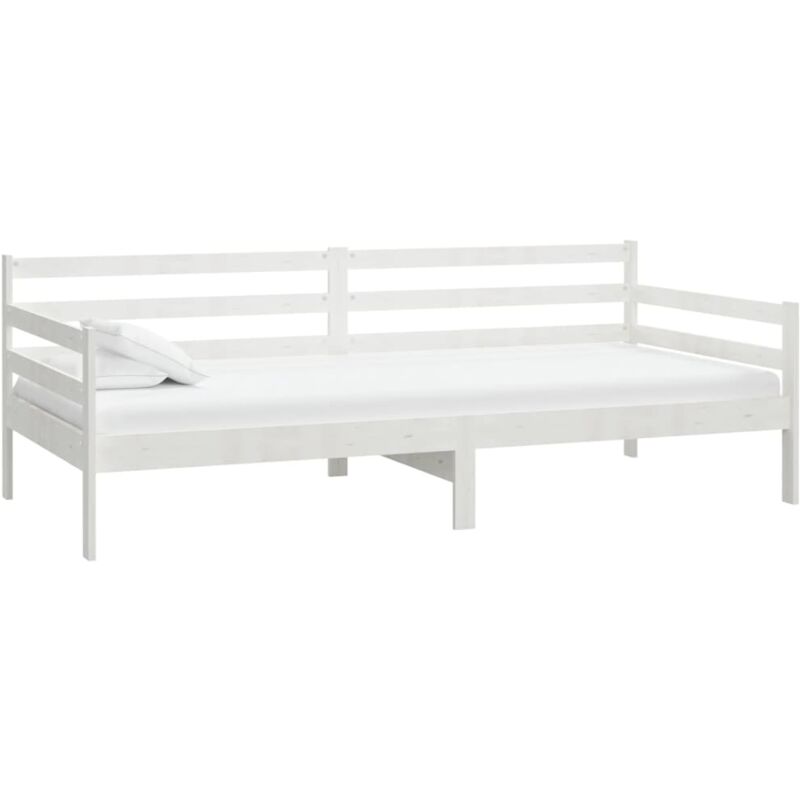 

vidaXL Sofá cama con colchón madera de pino maciza blanco 90x200 cm - Blanco