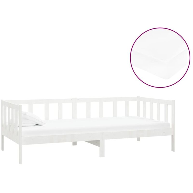 

Sofá cama con colchón madera de pino maciza blanco 90x200 cm - Blanco - Vidaxl