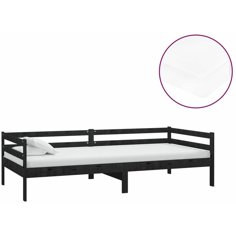 

Sofá cama con colchón madera de pino maciza negro 90x200 cm - Negro - Vidaxl
