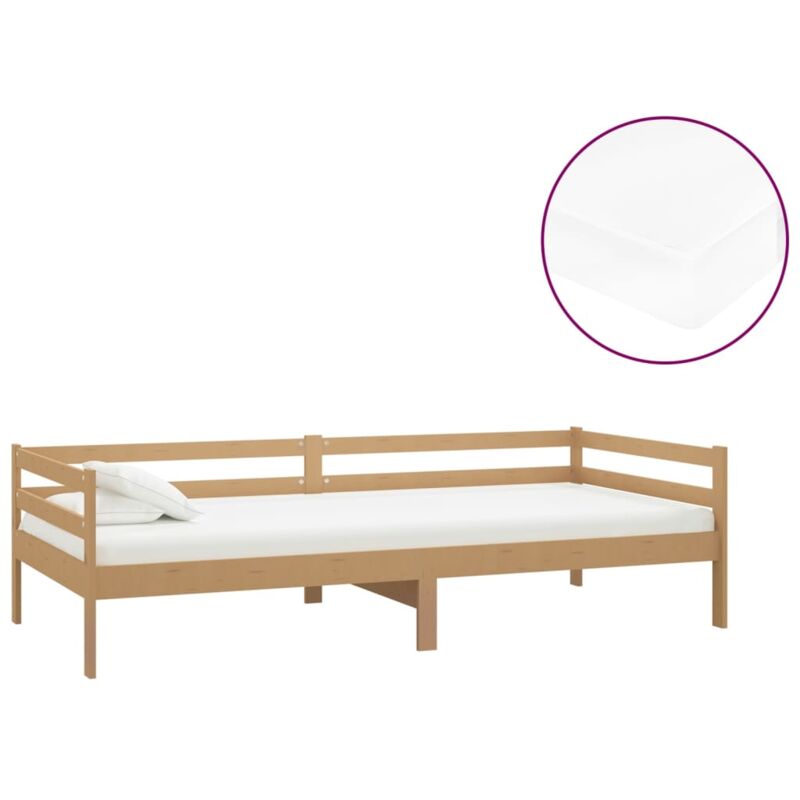 

Sofá cama con colchón madera pino maciza marrón miel 90x200 cm - Marrón - Vidaxl