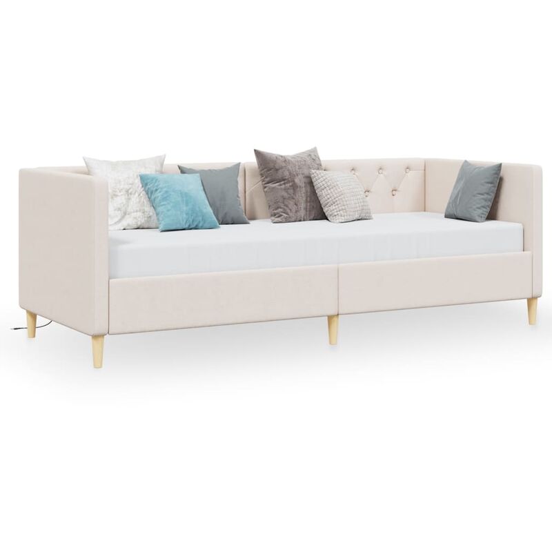 

Sofá cama con colchón USB de tela crema 90x200 cm - Crema - Vidaxl