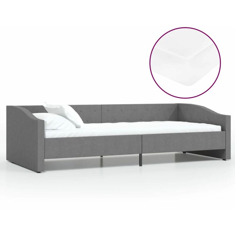 

vidaXL Sofá cama con colchón USB de tela gris claro 90x200 cm - Gris