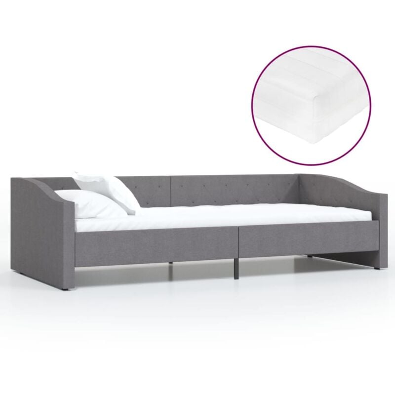 

vidaXL Sofá cama con colchón USB de tela gris claro 90x200 cm - Gris