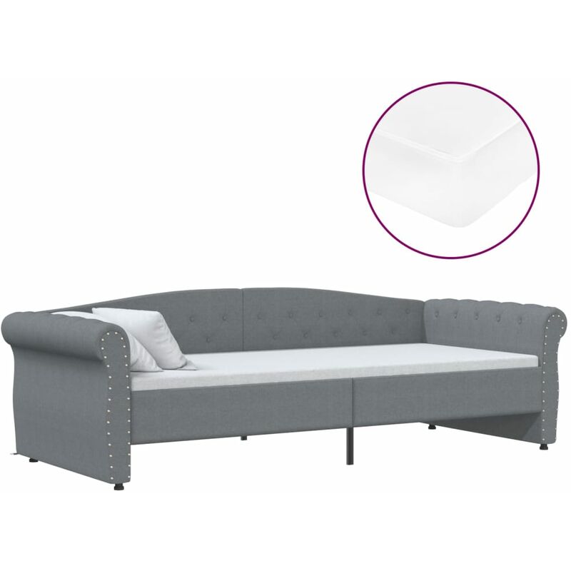 

vidaXL Sofá cama con colchón USB de tela gris claro 90x200 cm - Gris