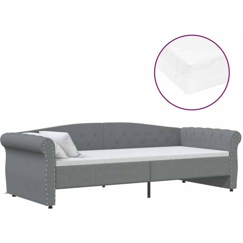 

Sofá cama con colchón USB de tela gris claro 90x200 cm - Gris - Vidaxl