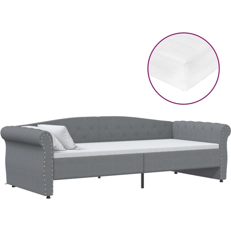 

vidaXL Sofá cama con colchón USB de tela gris claro 90x200 cm - Gris