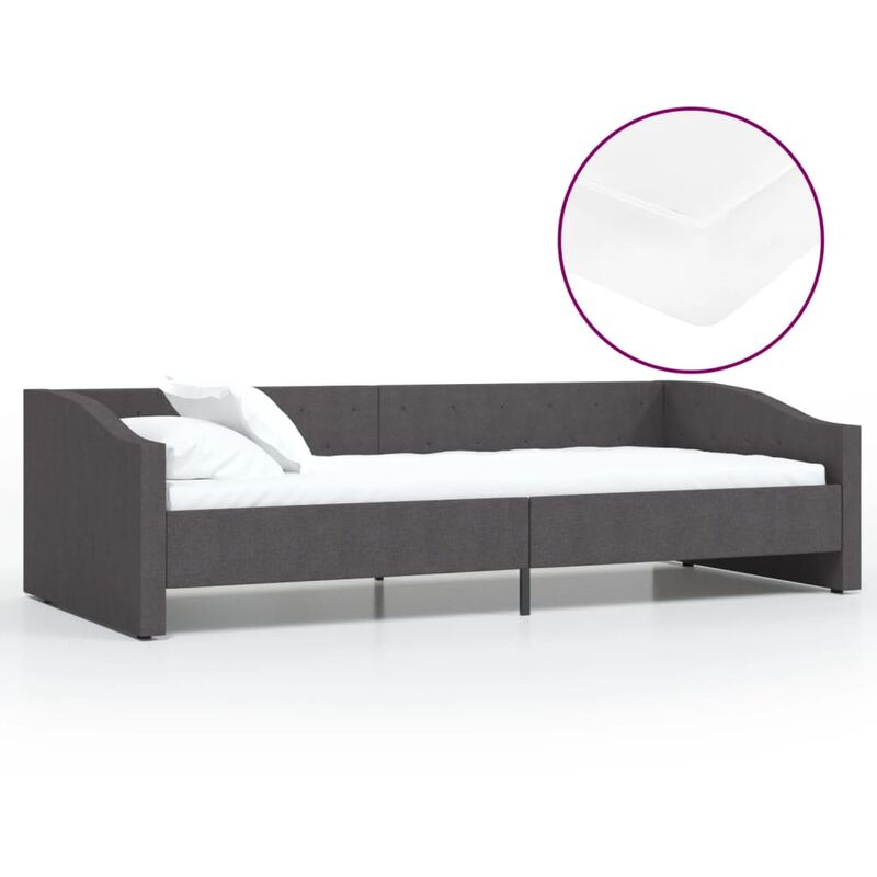 

vidaXL Sofá cama con colchón USB de tela gris oscuro 90x200 cm - Gris