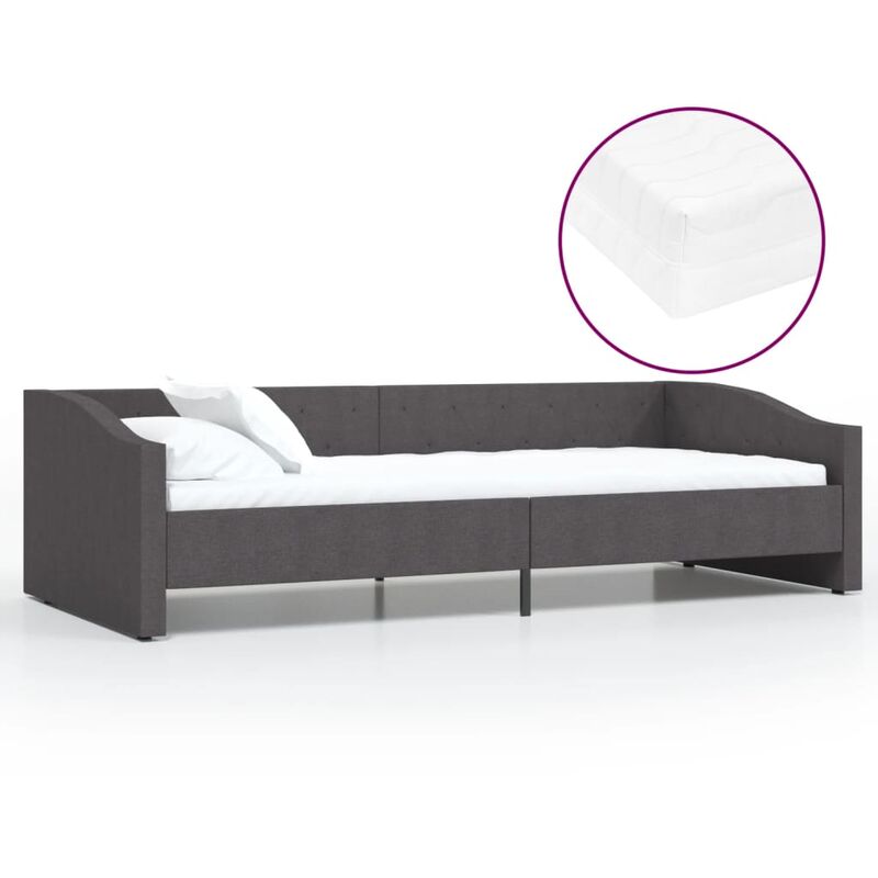 

vidaXL Sofá cama con colchón USB de tela gris oscuro 90x200 cm - Gris