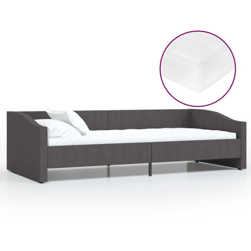 

vidaXL Sofá cama con colchón USB de tela gris oscuro 90x200 cm - Gris
