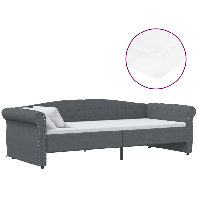 

vidaXL Sofá cama con colchón USB de tela gris oscuro 90x200 cm - Gris