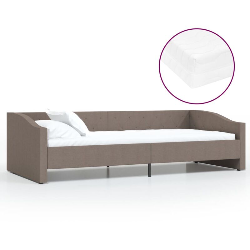 

vidaXL Sofá cama con colchón USB de tela gris taupe 90x200 cm - Gris Topo