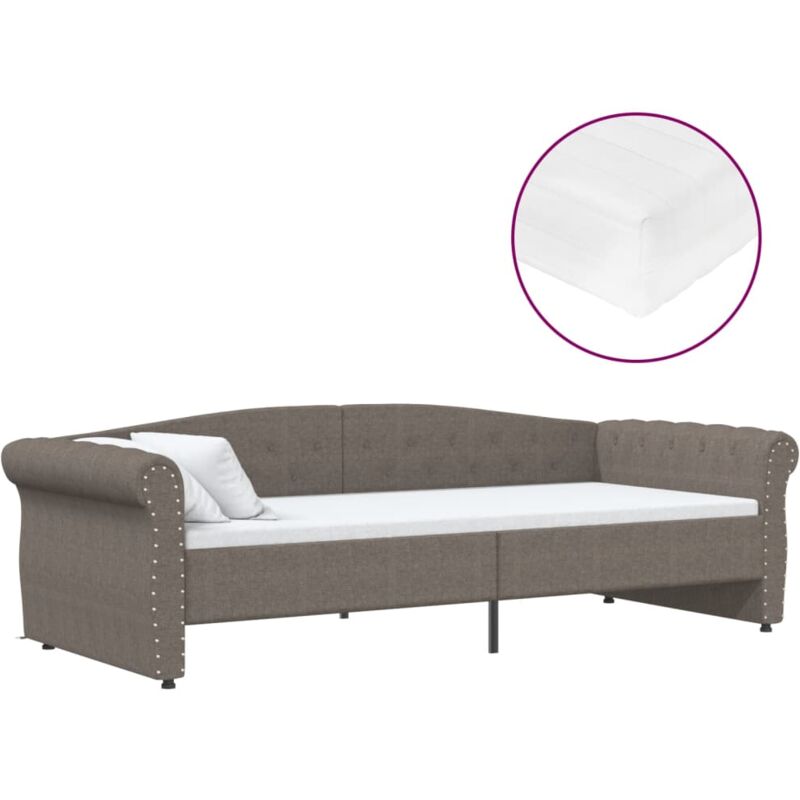 

vidaXL Sofá cama con colchón USB de tela gris taupe 90x200 cm - Gris Topo