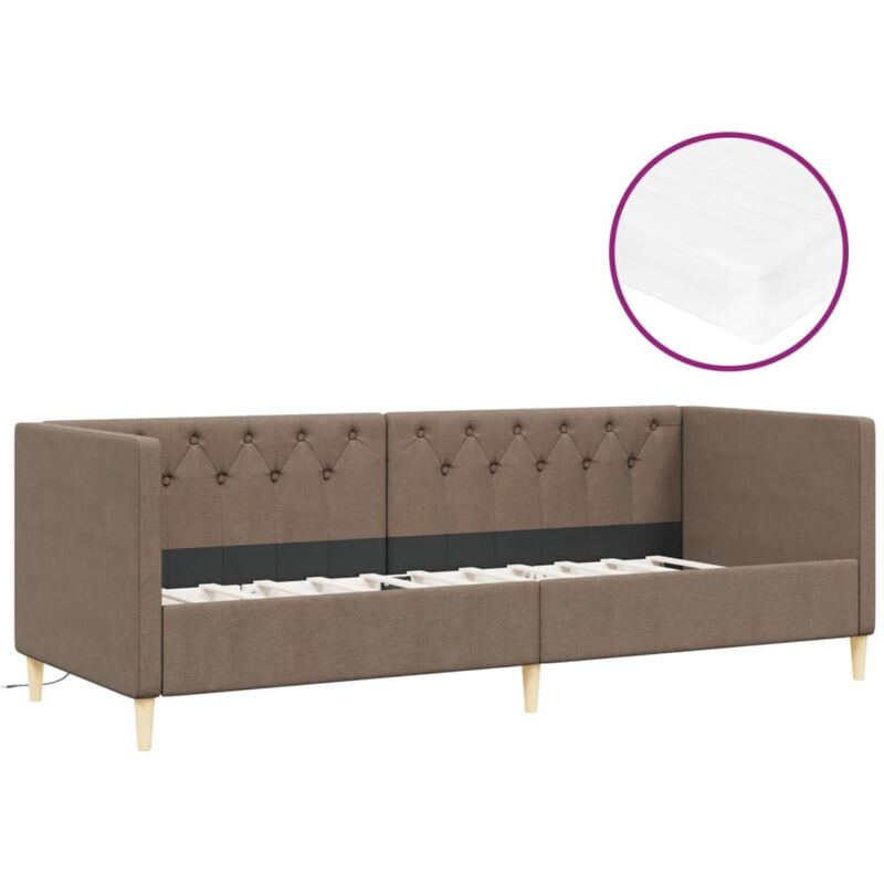 

vidaXL Sofá cama con colchón USB de tela gris taupe 90x200 cm - Gris Topo