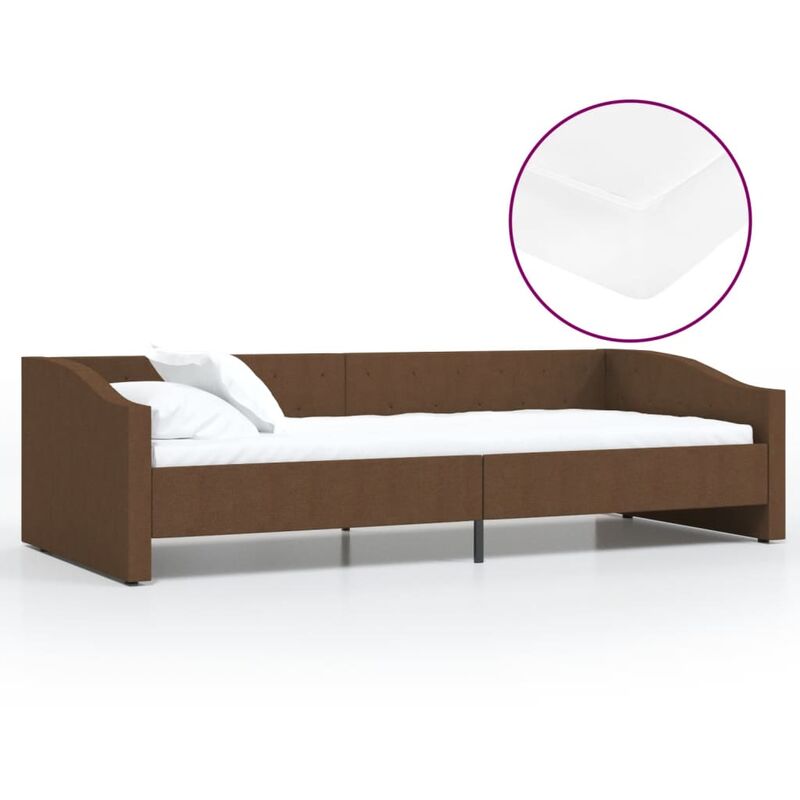 

vidaXL Sofá cama con colchón USB de tela marrón 90x200 cm - Marrón